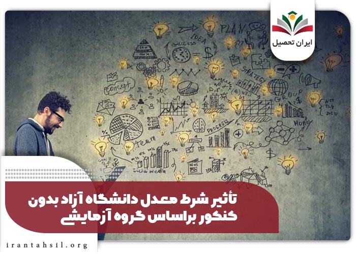 تأثیر شرط معدل دانشگاه آزاد بدون کنکور براساس گروه آزمایشی