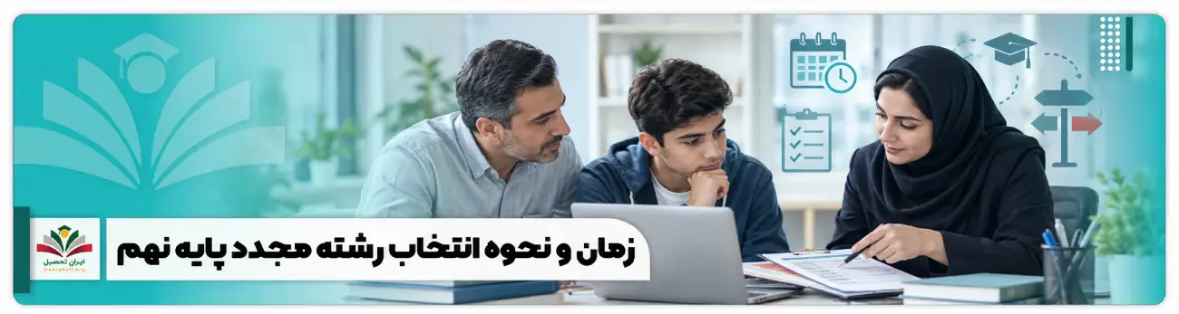 عکس شاخص زمان و نحوه انتخاب رشته مجدد پایه نهم