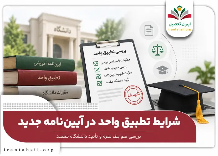 شرایط تطبیق واحد در ایین نامه جدید