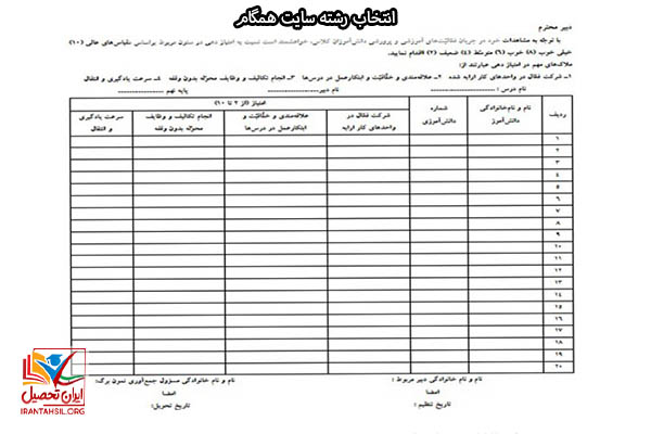 فرم انتخاب رشته