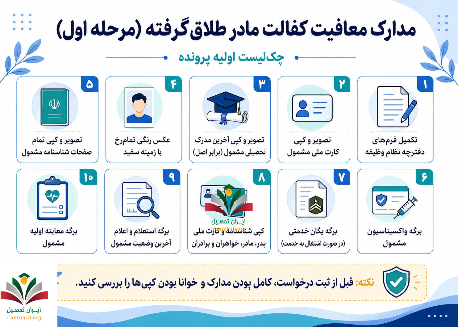 مدارک معافیت کفالت مادر طلاق گرفته
