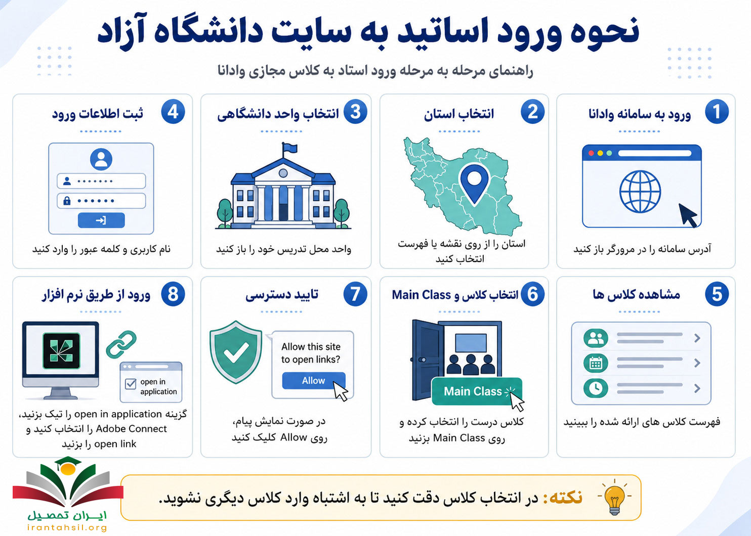 نحوه ورود اساتید به سایت وادانا دانشگاه آزاد