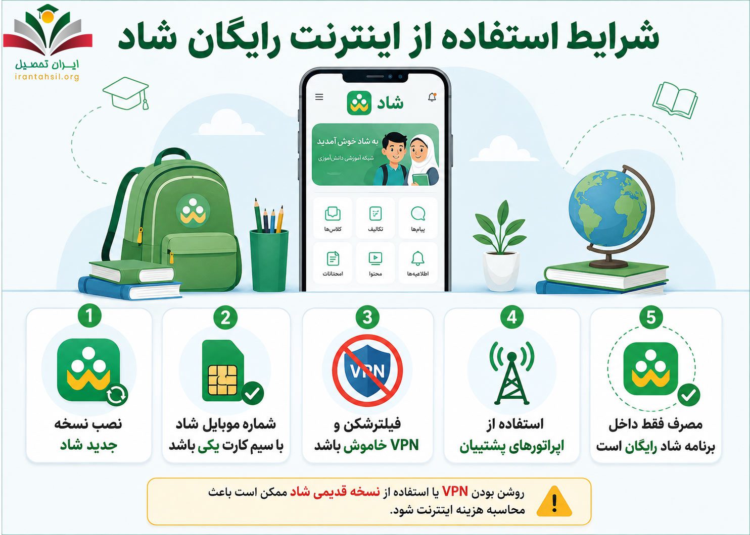 شرایط استفاده از اینترنت رایگان شاد