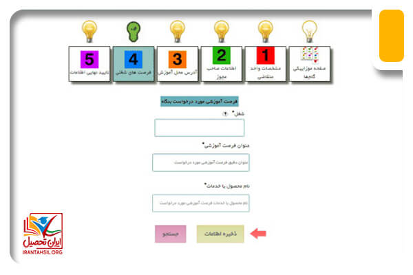 گام دهم ثبت نام واحد پذیرنده در سامانه کارورزی اداره کار