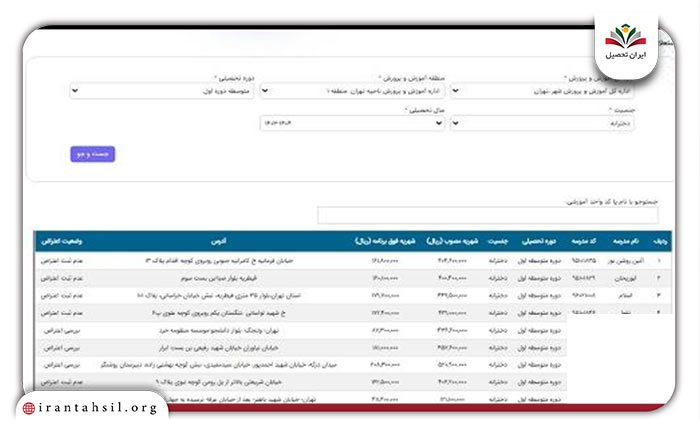 مشاهده شهریه مدارس غیر انتفاعی