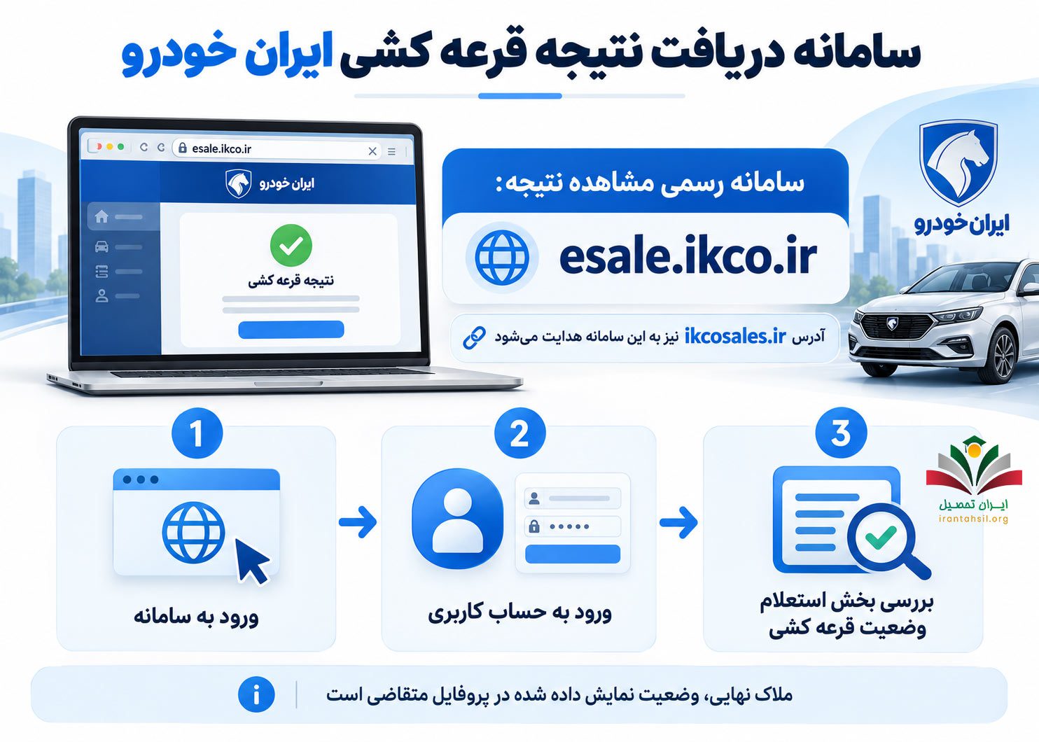 سامانه دریافت نتیجه قرعه کشی ایران خودرو