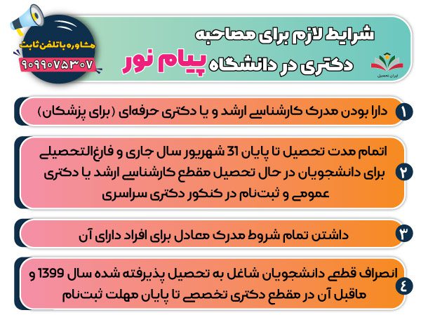 شرایط لازم برای مصاحبه دکتری در دانشگاه پیام نور 