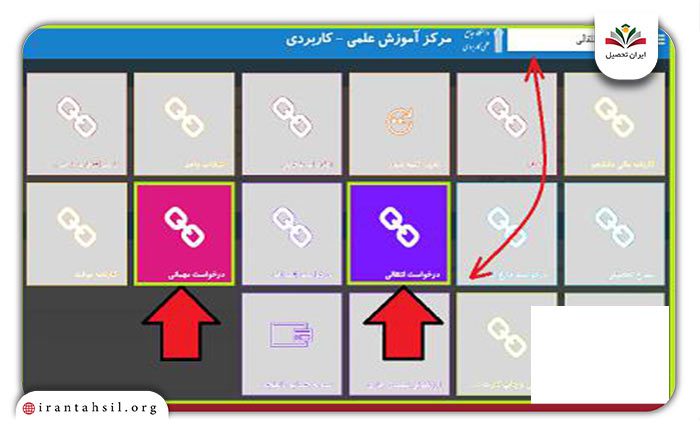 مرحله چهارم نحوه ثبت درخواست انتقالی در سامانه هم آوا