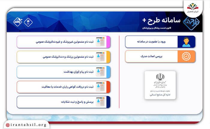 مرحله اول ثبت درخواست معافیت و لغو تعهد به خدمت در سامانه طرح