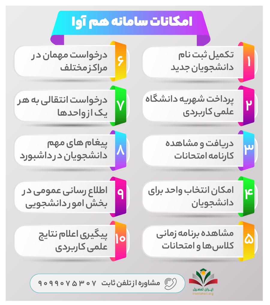 امکانات سامانه هم آوا