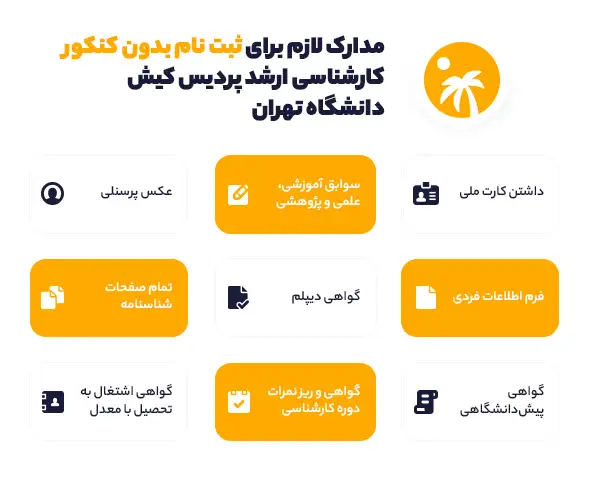مدارک لازم برای ثبت نام بدون کنکور کارشناسی ارشد پردیس خودگردان