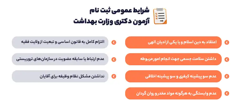شرایط عمومی ثبت نام آزمون دکتری وزارت بهداشت