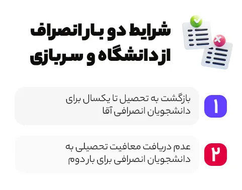 شرایط دو بار انصراف از دانشگاه و سربازی