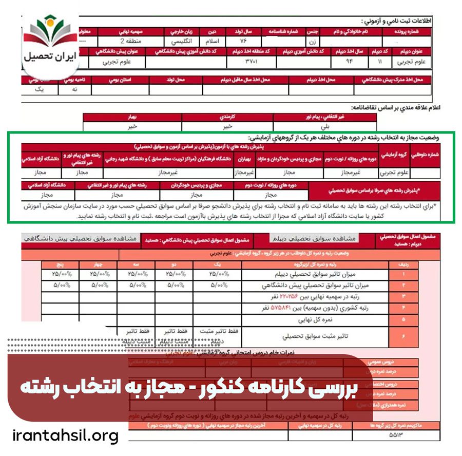 اگر مجاز به انتخاب رشته نشویم، از کجا بفهمیم مجاز به انتخاب رشته هستیم، فاقد انتخاب رشته یعنی چه، فاقد انتخاب رشته مردود
