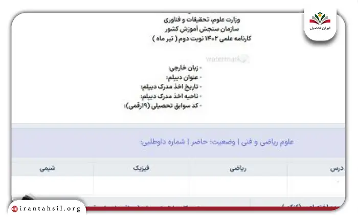 مرحله پنجم مشاهده کارنامه اولیه کنکور سراسری