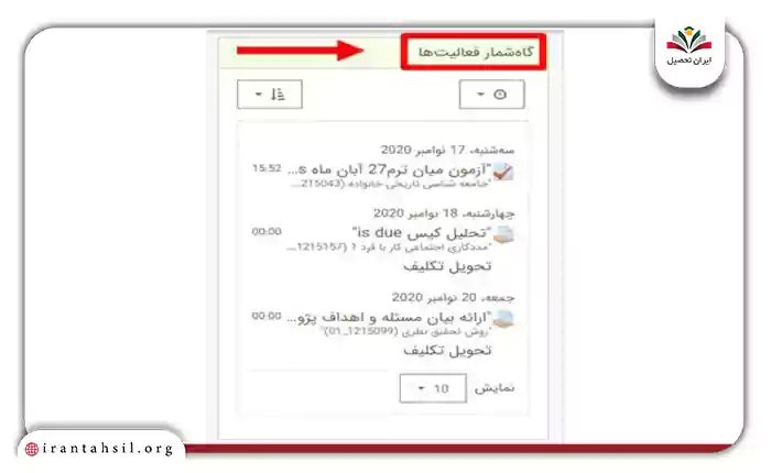 گاه شماره فعالیت ها