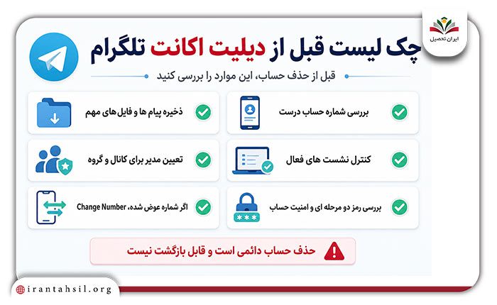 کارهای لازم قبل از حذف حساب کاربری تلگرام
