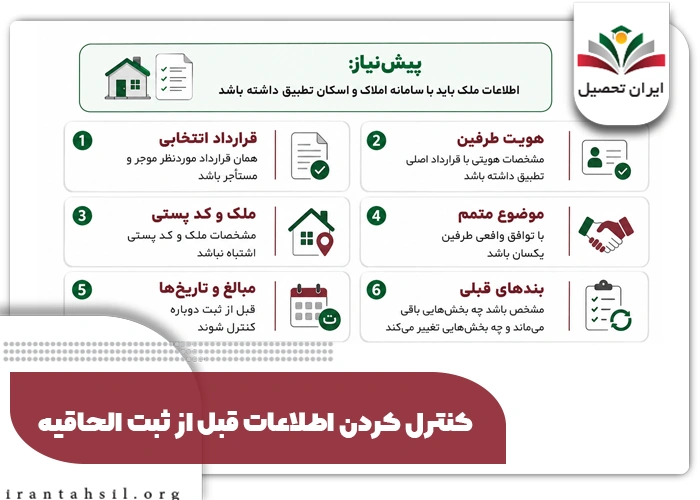 کنترل کردن اطلاعات قبل از ثبت الحاقیه