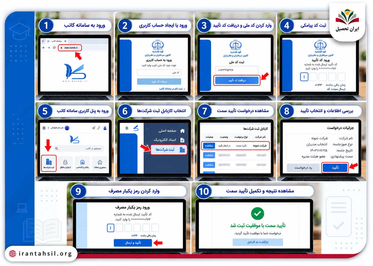 راهنما تایید سمت در سامانه کاتب